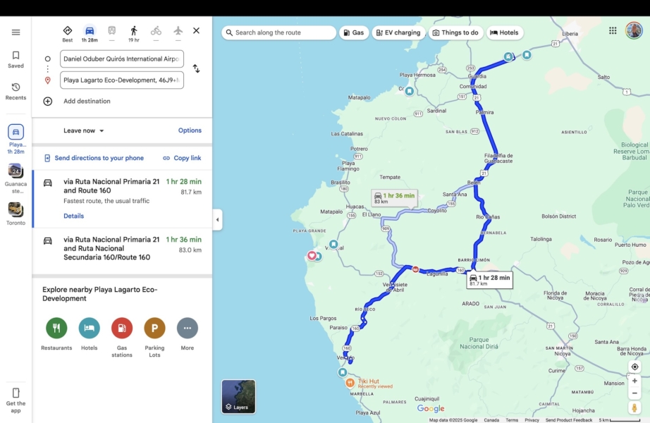 Airport to Playa Lagarto