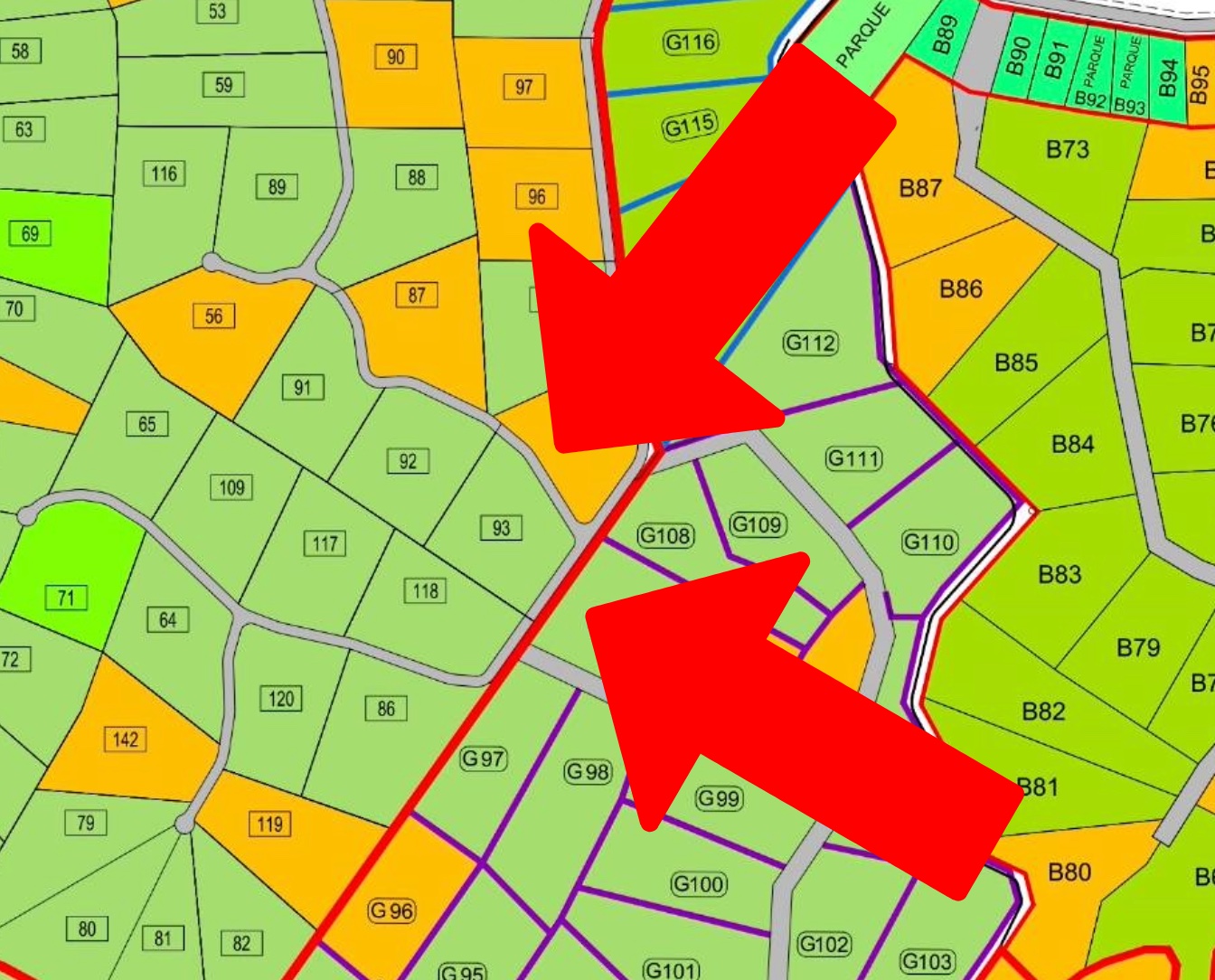 Lot A93 Playa Lagarto - Markers (map)