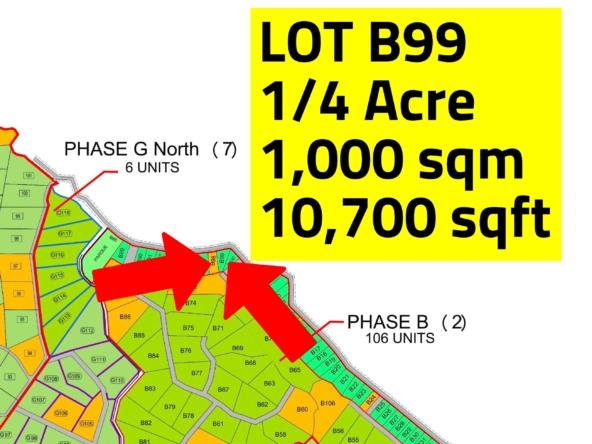 Lot B99 Playa Lagarto (map) with Markers close up ---