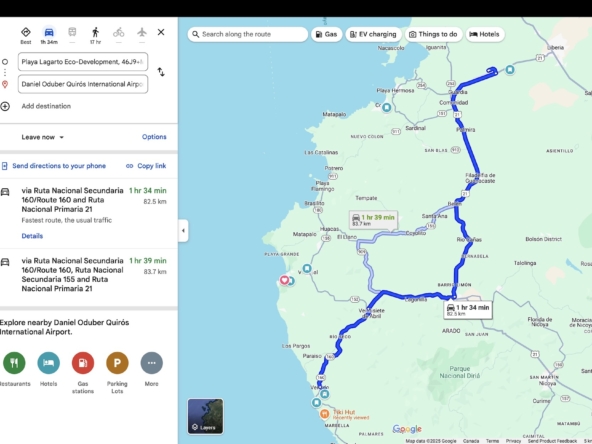Playa Lagarto to Liberia Airport