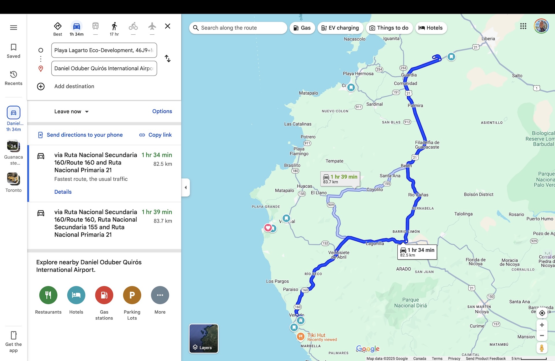 Playa Lagarto to Liberia Airport