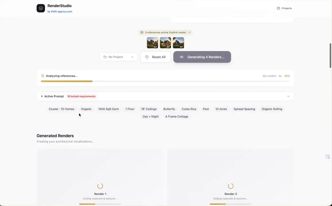 Generation progress bar and tabs for cluster rendering process