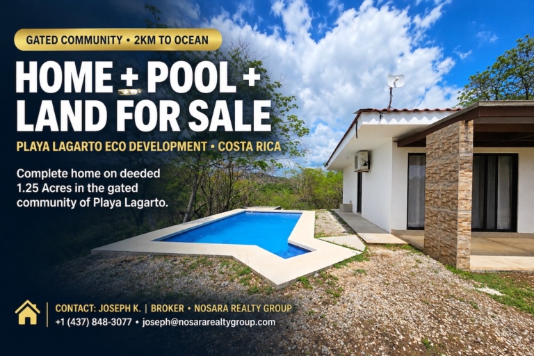 House + Pool on 1.25 Acres, Ocean Views (C08) for sale, $239,900 USD, Costa Rica